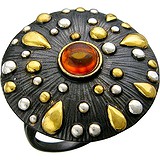Женское серебряное кольцо с янтарем в позолоте, 1618550