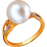 DeFleur Женское золотое кольцо с куб. циркониями и культив. жемчугом, 1629302