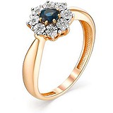 Женское золотое кольцо с бриллиантами и сапфиром, 1636726