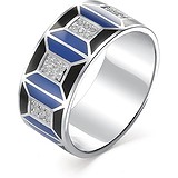 Женское серебряное кольцо с куб. циркониями и эмалью, 1645942