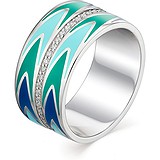 Женское серебряное кольцо с куб. циркониями и эмалью, 1646710