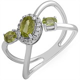 Женское серебряное кольцо с куб. циркониями и хризолитами, 1668470
