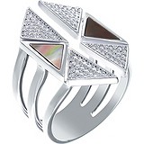 Женское серебряное кольцо с куб. циркониями и перламутрами, 1676406
