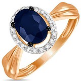 Женское золотое кольцо с бриллиантами и сапфиром, 1703542
