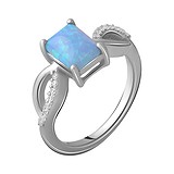 Женское серебряное кольцо с куб. циркониями и опалом, 1753462