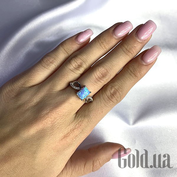 Каблучка Fresh Jewelry Жіноча срібна каблучка з куб. цирконіями і опалом, 17.5