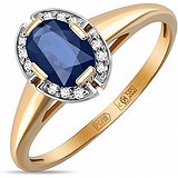 Женское золотое кольцо с бриллиантами и синт. сапфиром, 1528951