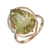 Женское золотое кольцо с кварцем и куб. циркониями, 1531511