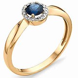Женское золотое кольцо с бриллиантами и сапфиром, 1554039