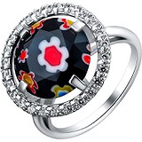 Женское серебряное кольцо с куб. циркониями и муранским стеклом, 1613943