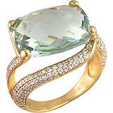 Женское золотое кольцо с бриллиантами и празиолитом, 1629047