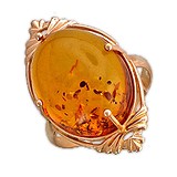 Женское серебряное кольцо с янтарем в позолоте, 1647991