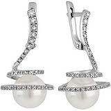Срібні сережки з перлами і куб. цирконіями, 1652855