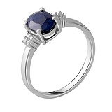 Женское серебряное кольцо с куб. циркониями и сапфиром