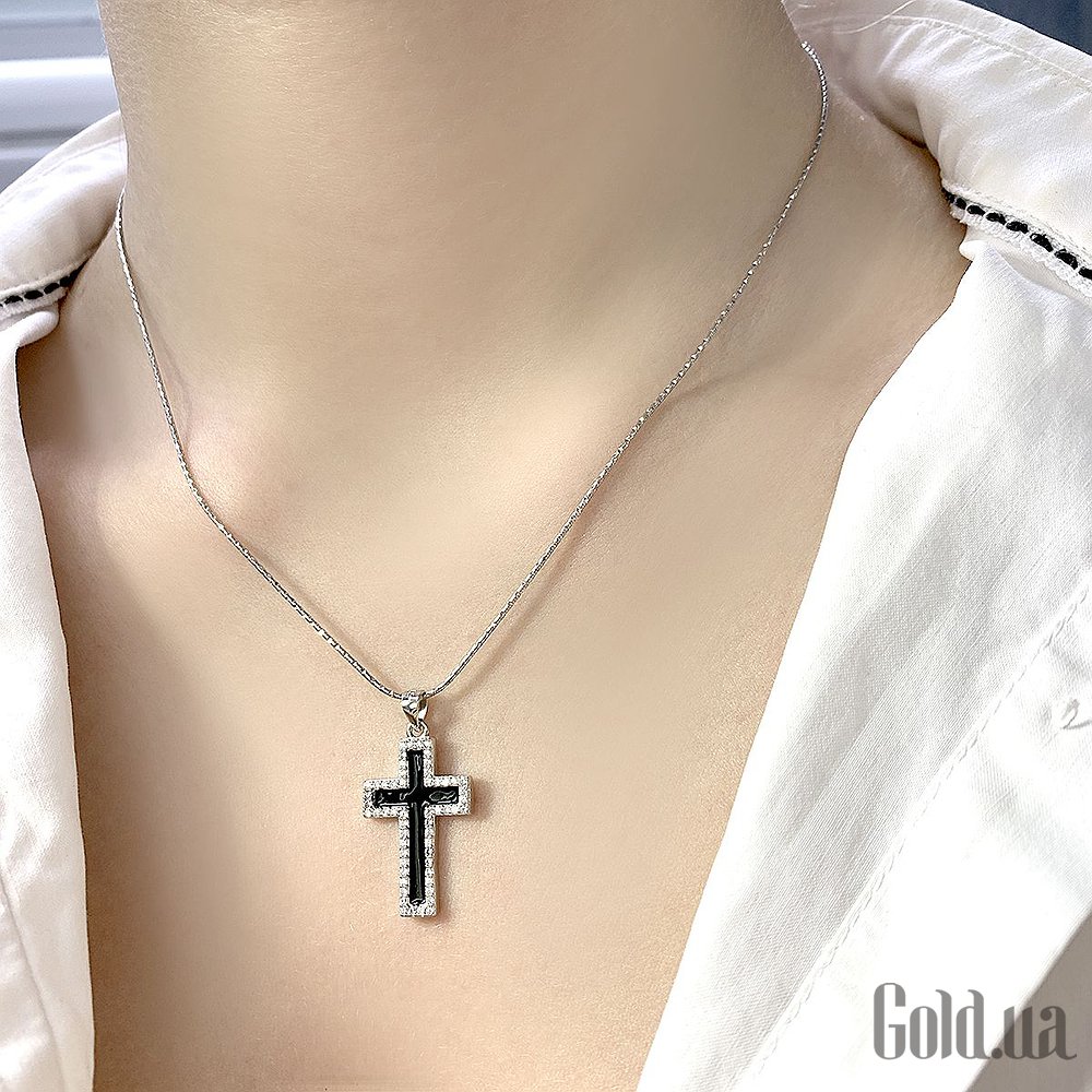 Серебряный кулон с куб. циркониями и эмалью 2080626 – изображение 3