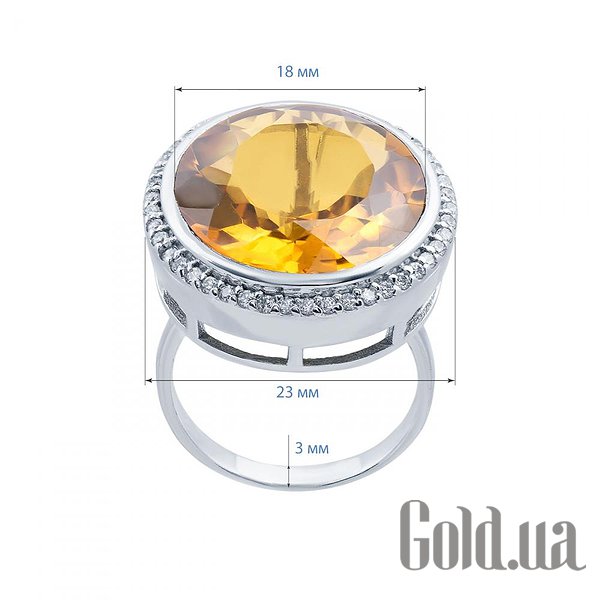 Каблучка Lurie Jewelry Жіноча срібна каблучка з кварцом і куб. цирконіями, 17