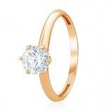 Золотое кольцо с цирконием Swarovski Zirconia, 1511544