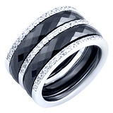 Женское серебряное кольцо с керамикой и куб. циркониями, 1551992