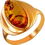 Женское серебряное кольцо с янтарем в позолоте, 1625720