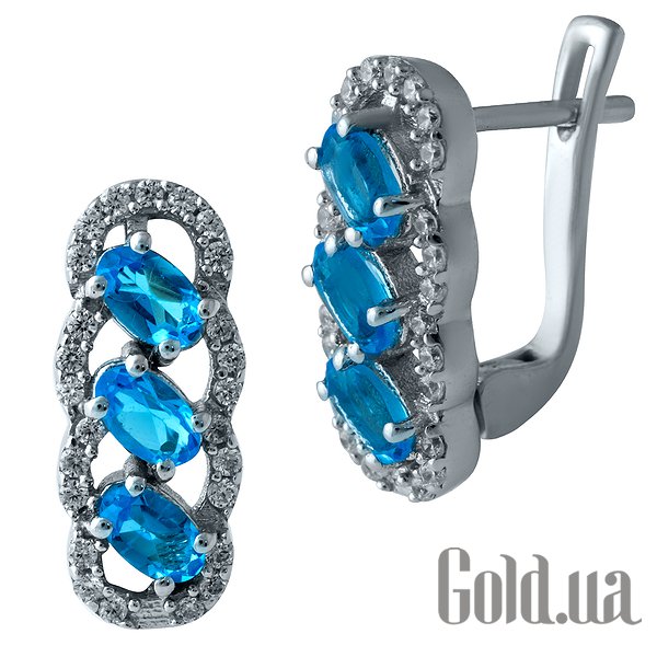

Серьги Fresh Jewelry, Серебряные серьги с синт. аквамаринами и куб. циркониями