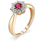 Женское золотое кольцо с бриллиантами и рубином, 1636728