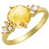 Женское золотое кольцо с куб. циркониями и цитрином, 1638520