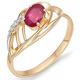 Женское золотое кольцо с бриллиантами и рубином, 1644920