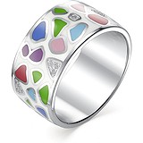 Женское серебряное кольцо с куб. циркониями и эмалью, 1645944
