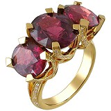 Женское золотое кольцо с бриллиантами и родолитами, 1663864