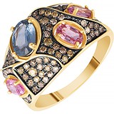 Женское золотое кольцо с сапфирами и бриллиантами, 1673336