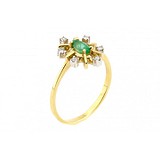 Женское золотое кольцо с изумрудом и бриллиантами, 1699704