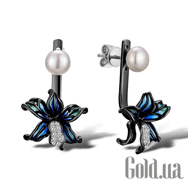 

Серьги-гвоздики Lurie Jewelry, Серебряные серьги с куб.циркониями, жемчугом и эмалью