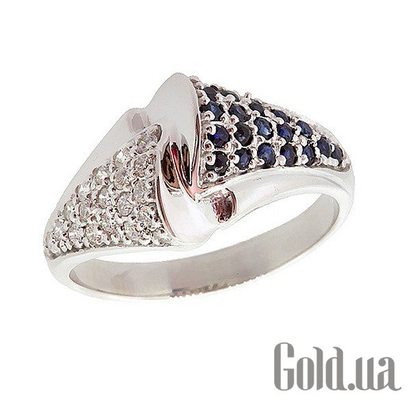 Купить Женское серебряное кольцо с бриллиантами и сапфирами