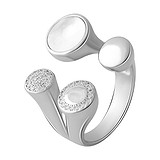 Женское серебряное кольцо с куб. циркониями и перламутром, 1742968