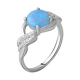 Женское серебряное кольцо с куб. циркониями и опалом (2061021), фото