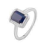 Женское серебряное кольцо с куб. циркониями и сапфиром, 1757560