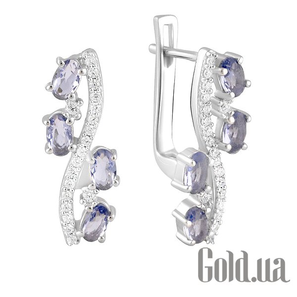 

Серьги Fresh Jewelry, Серебряные серьги с куб. циркониями и синт. танзанитами