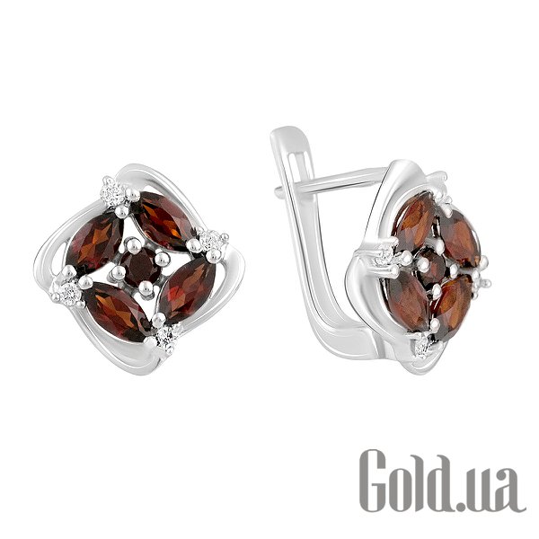

Серьги Fresh Jewelry, Серебряные серьги с куб. циркониями и гранатами