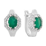 Серебряные серьги с куб. циркониями и изумрудами, 1794936