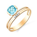 Женское золотое кольцо с топазом и куб. циркониями, 1512057