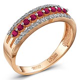 Женское золотое кольцо с рубинами и бриллиантами, 1554297