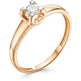 Золотое кольцо с бриллиантом, 1614201