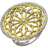 Женское серебряное кольцо с куб. циркониями в позолоте, 1619577