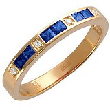 Женское золотое кольцо с бриллиантами и сапфирами, 1629049