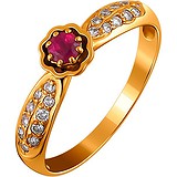 Женское золотое кольцо с бриллиантами и рубином, 1672825