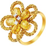 Женское золотое кольцо с сапфирами и бриллиантами, 1673337