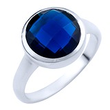 Женское серебряное кольцо с синт. сапфиром, 1700729