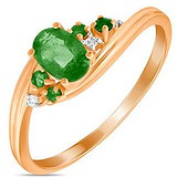 Женское золотое кольцо с бриллиантами и изумрудами, 1703545