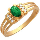 Женское золотое кольцо с бриллиантами и изумрудом, 1714297
