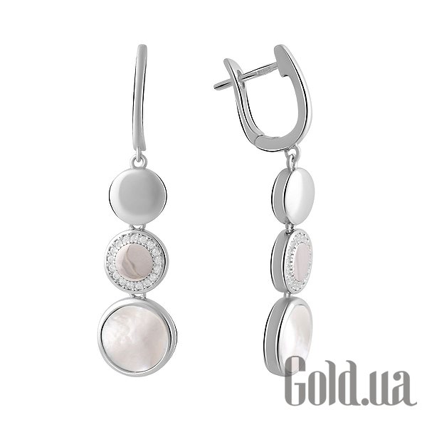 

Серьги с подвесками Fresh Jewelry, Серебряные серьги с куб. циркониями и перламутром